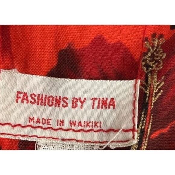 VTG 60s Fashions by Tina Hawaiian Muumuu Hibiscus Floral Dress Women Size S/M - Picture 2 of 8